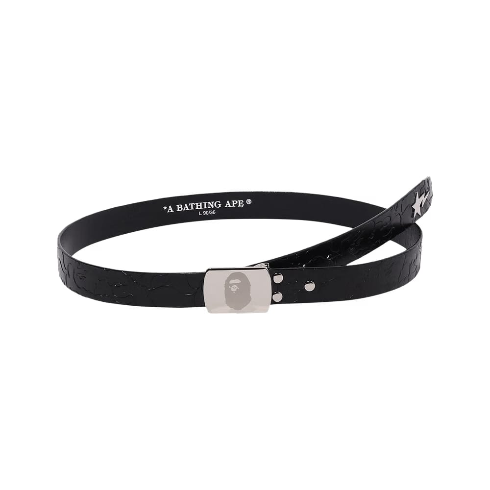 BAPE Neon Camo Narrow Leather Belt Black