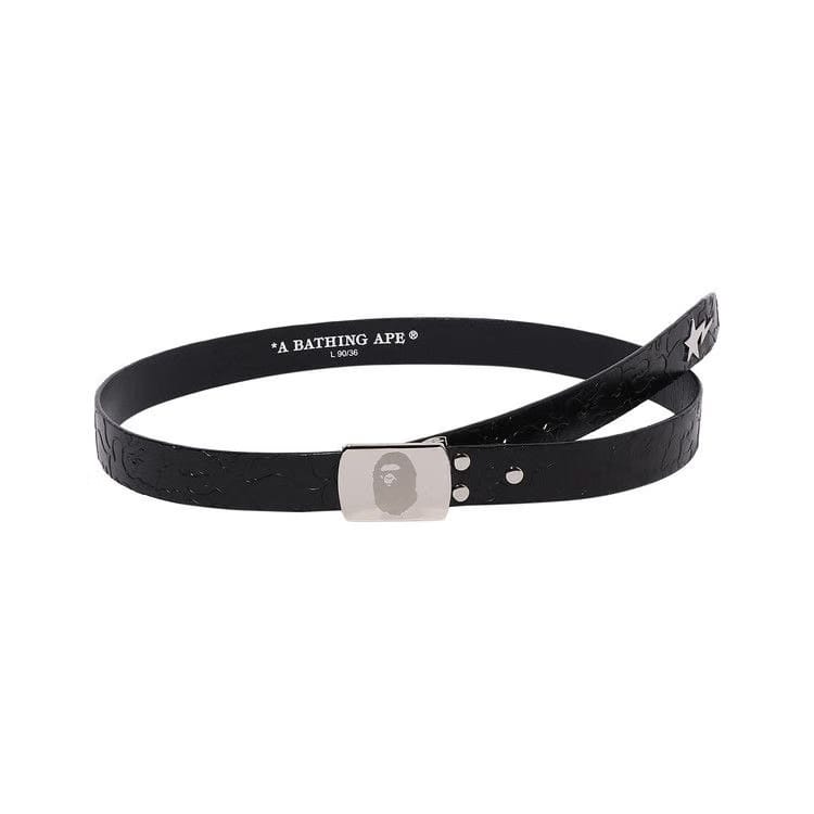BAPE Neon Camo Narrow Leather Belt Black
