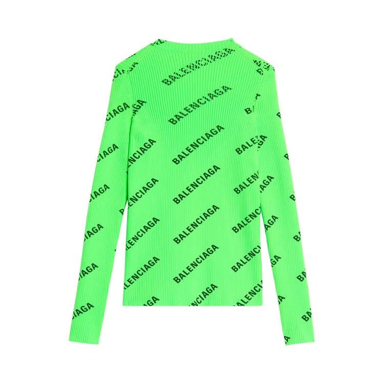 Balenciaga All Over Logo Crewneck Sweater Electric Green