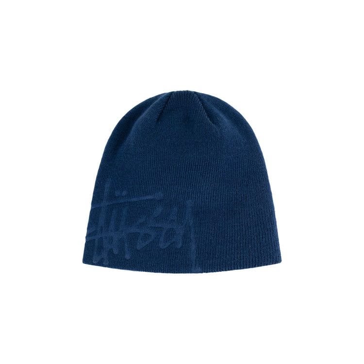 Stussy Debossed Stock Logo Skullcap Beanie Navy