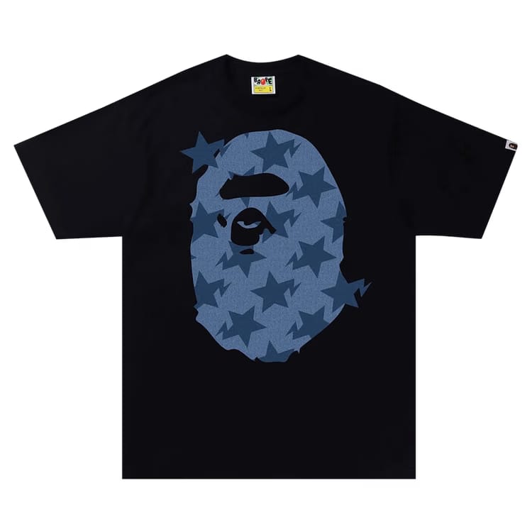 BAPE Sta Denim Pattern Big Ape Head T-Shirt Black