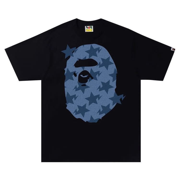 BAPE Sta Denim Pattern Big Ape Head T-Shirt Black