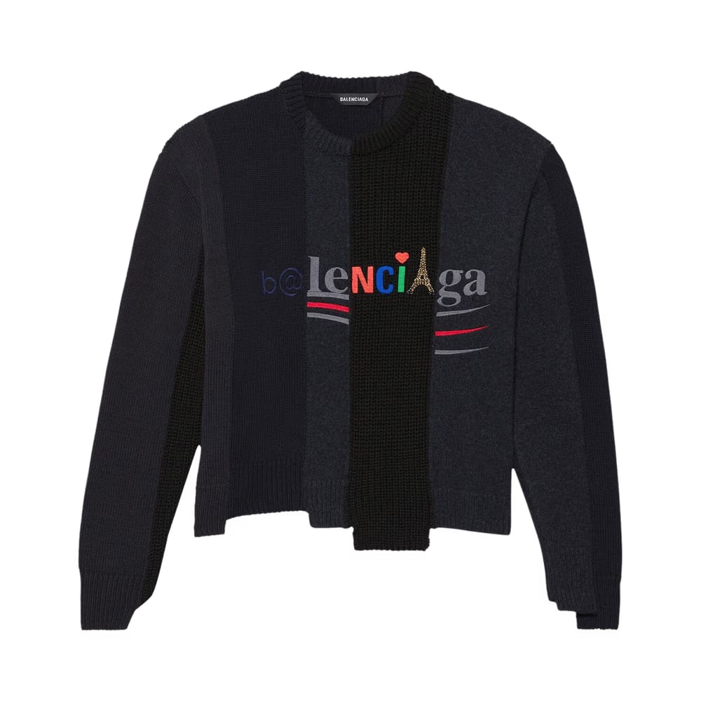 Balenciaga Mixed Crewneck Sweater Black/Grey/Blue