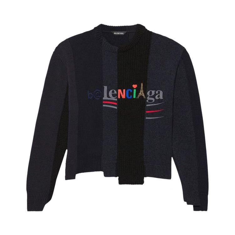 Balenciaga Mixed Crewneck Sweater Black/Grey/Blue