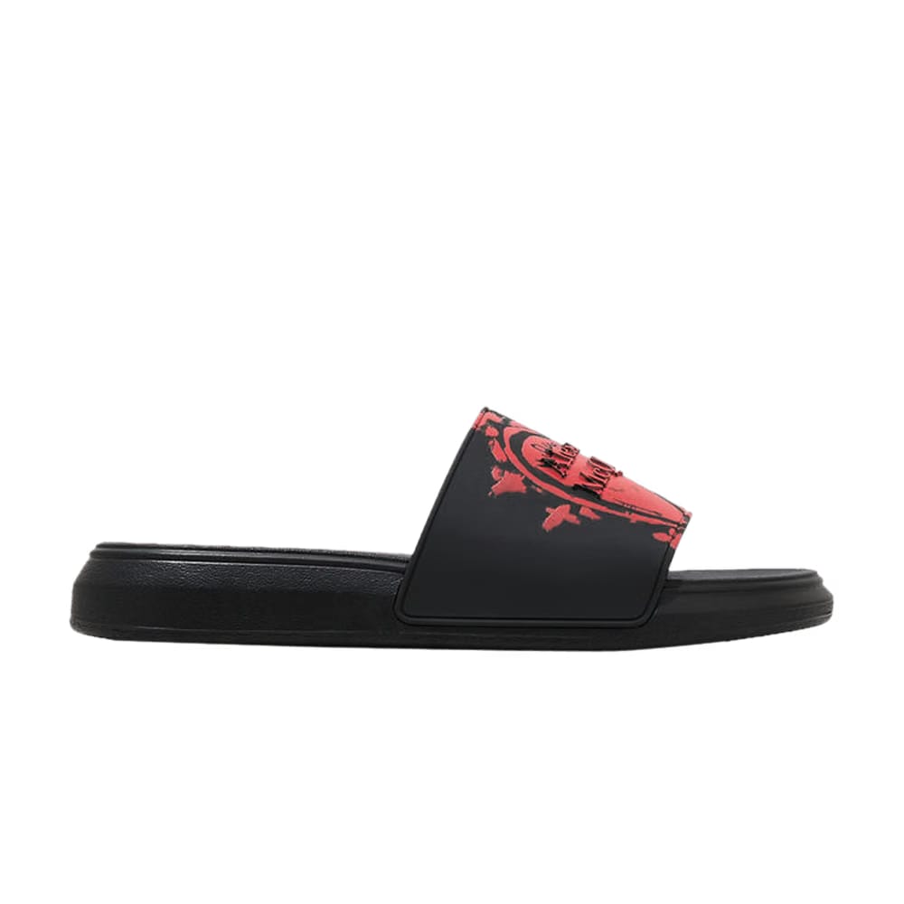 Alexander McQueen Pool Slide Heart Logo - Black