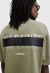 ALL SAINTS REDACT SS CREW EDEN GREEN TSHIRT