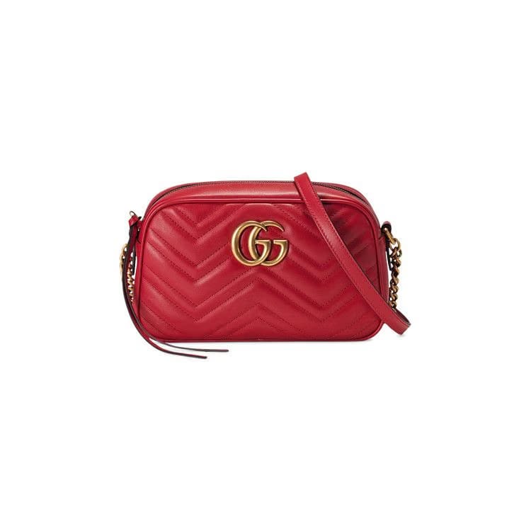 Gucci GG Marmont Small Matelassé Shoulder Bag Hibiscus Red