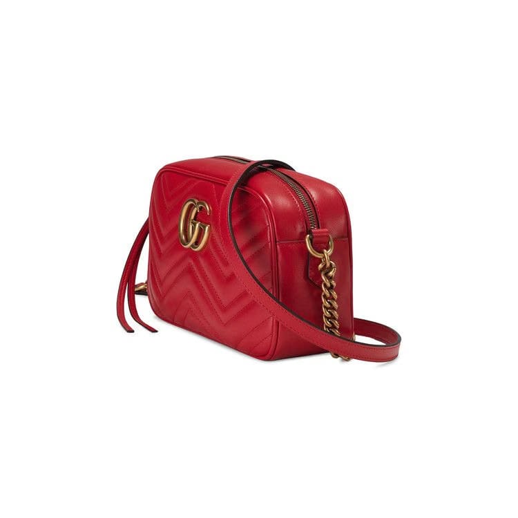 Gucci GG Marmont Small Matelassé Shoulder Bag Hibiscus Red