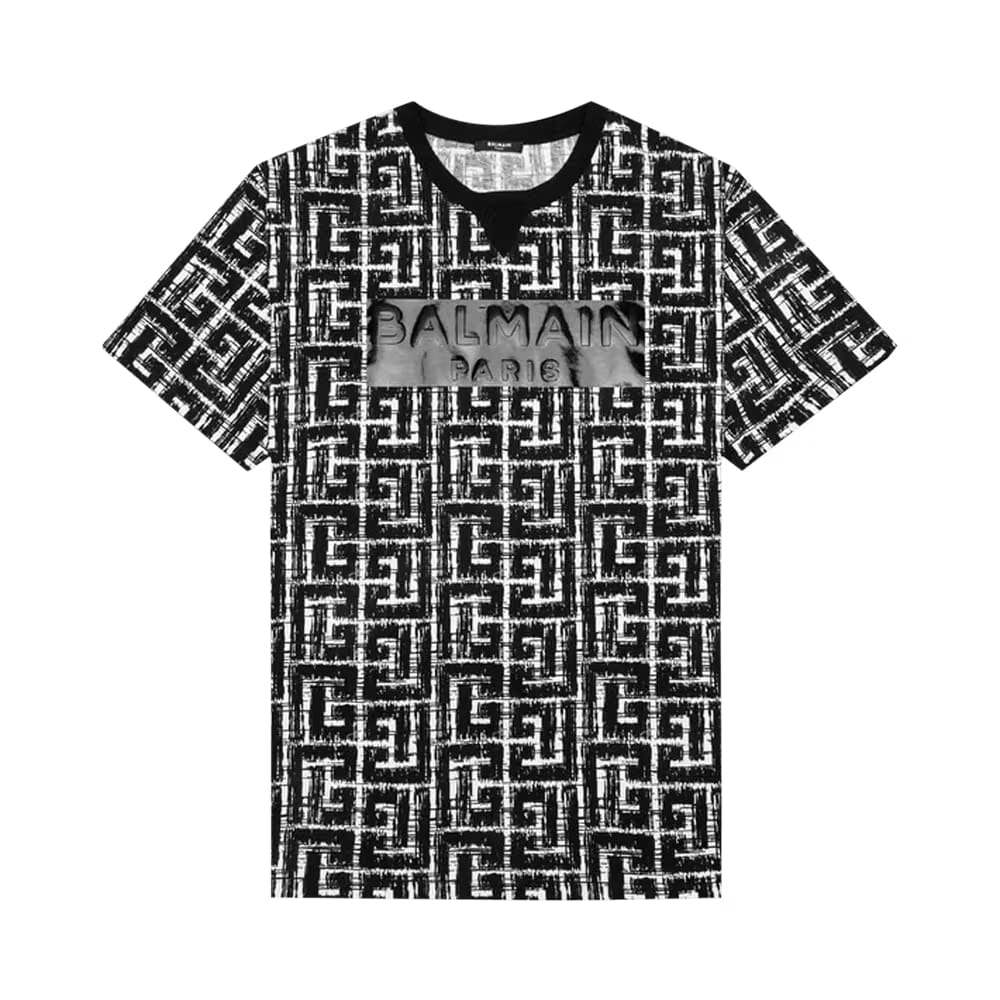 Balmain Tape Monogram T-Shirt Blanc/Noir