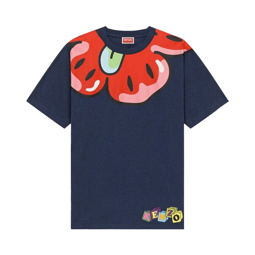 Kenzo Printed Neck T-Shirt Blue