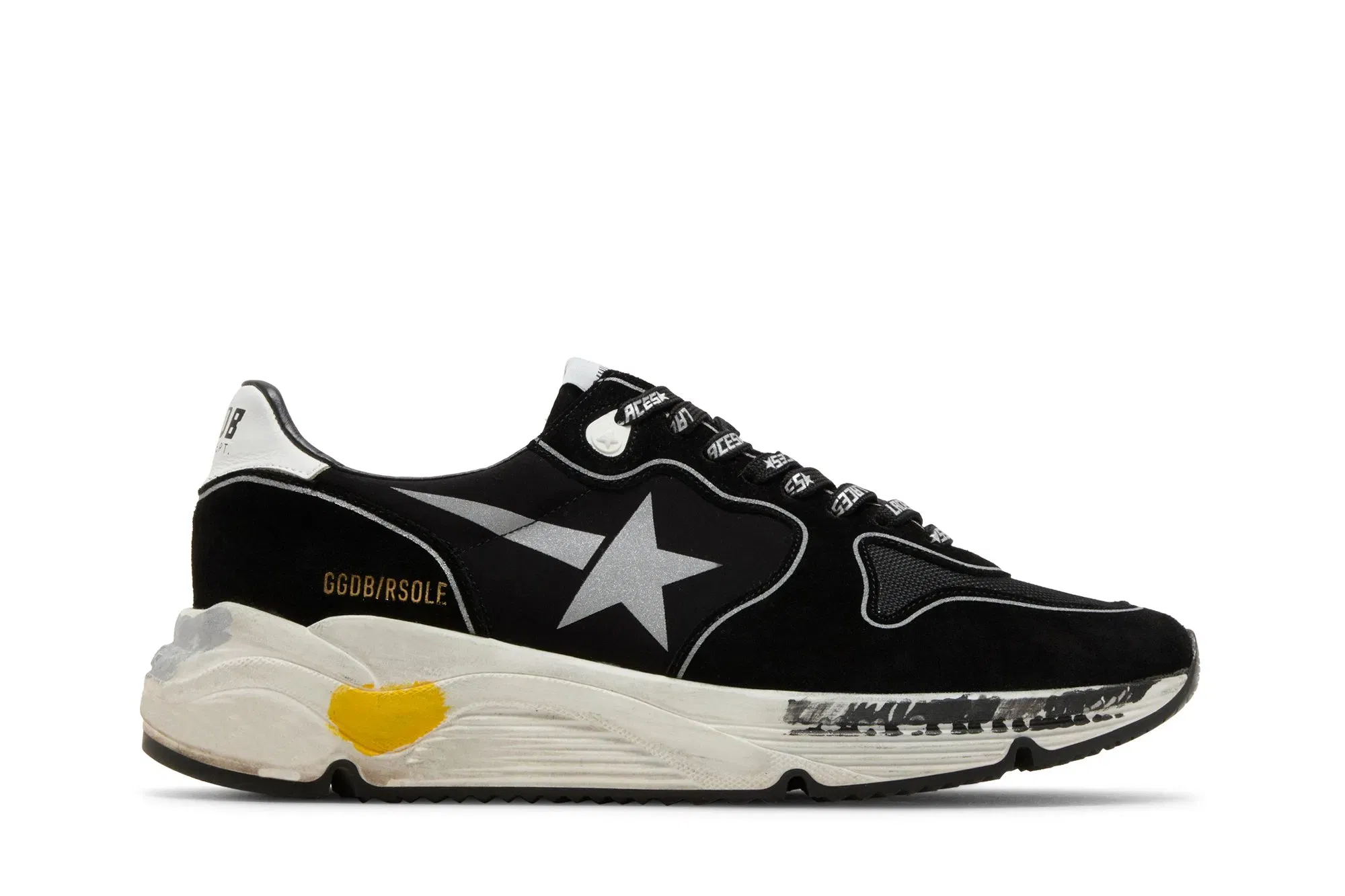 Golden Goose Running Sole Black Silver