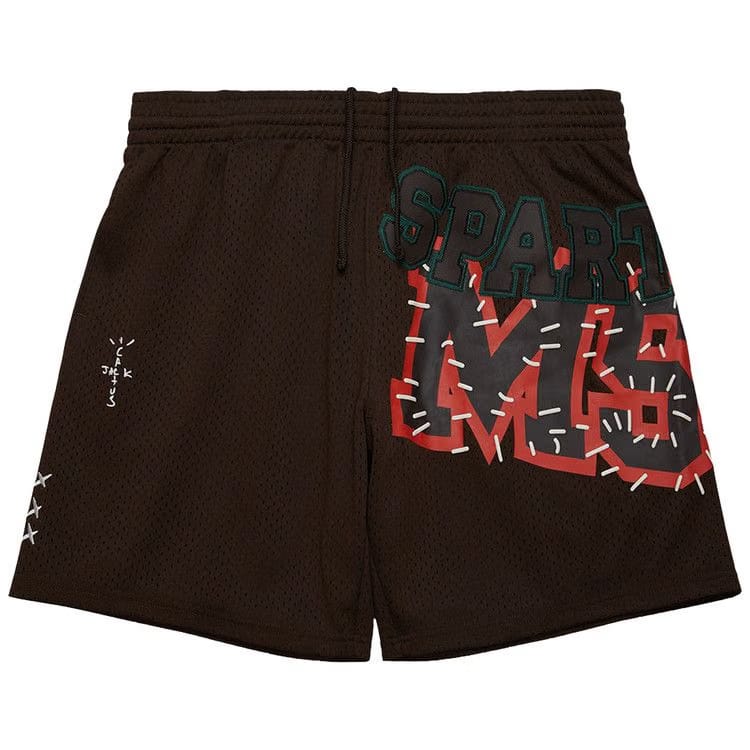 Cactus Jack by Travis Scott x Mitchell & Ness Michigan State University Shorts Brown