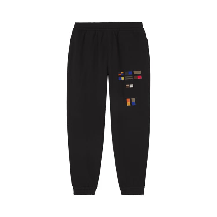 Burberry Badge Appliqué Cotton Jogging Pants Black