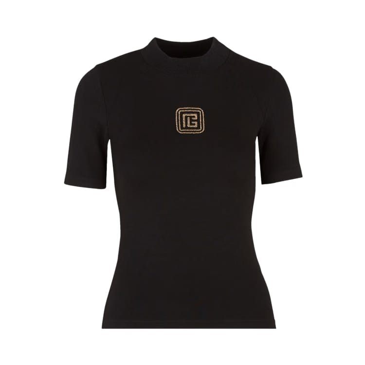 Balmain Raglan Retro PB T-Shirt Noir/Or