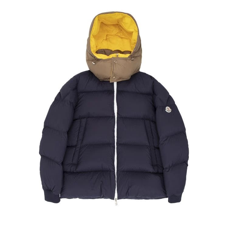 Moncler Loeb Puffer Full Zip Jacket Navy Blue/Yellow