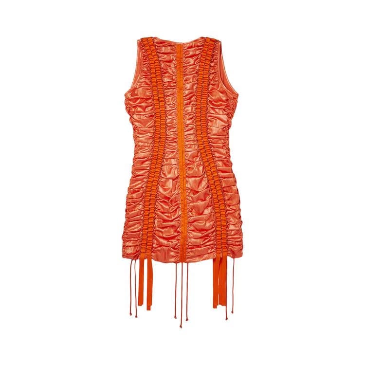 Balmain Shorts Zipped Lace-Up Satin Dress Orange
