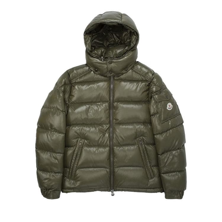 Moncler Maya Hooded Puffer Shiny Jacket Dark Green