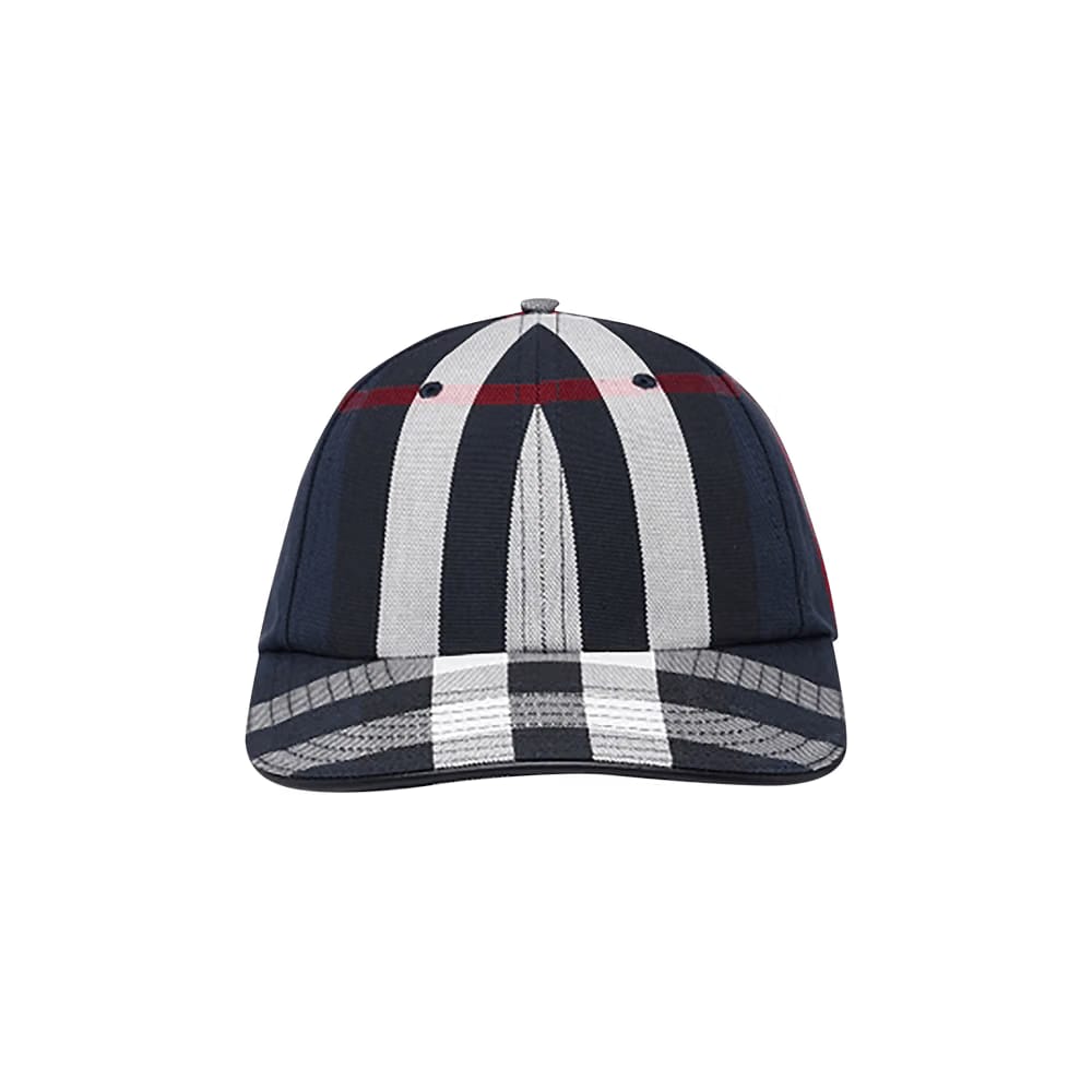 Burberry Logo Detail Check Baseball Cap Navy