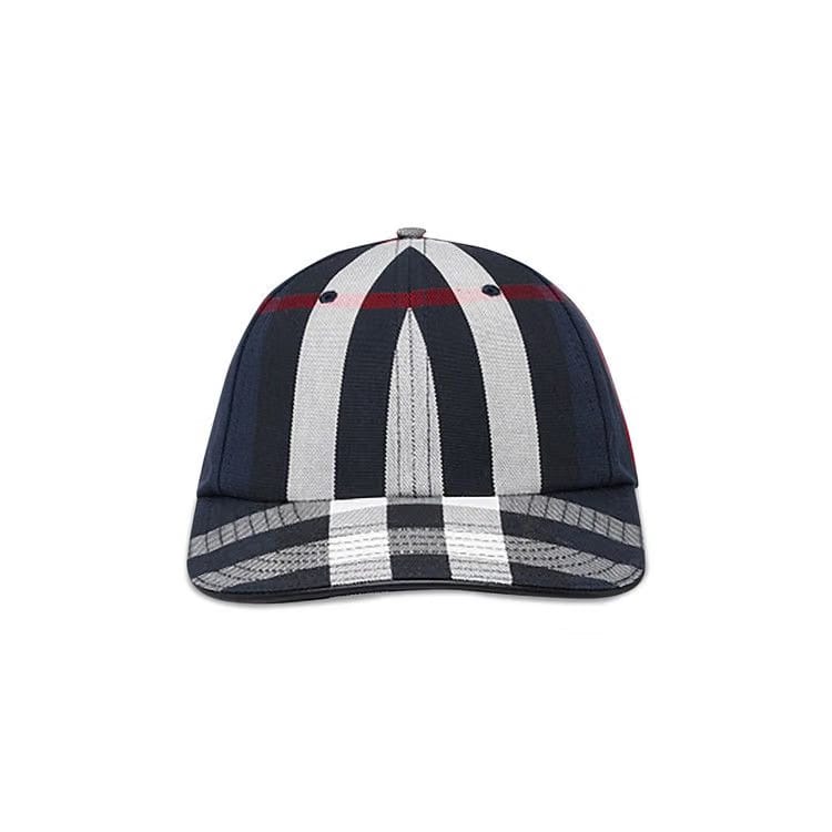 Burberry Logo Detail Check Baseball Cap Navy