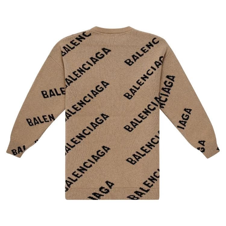 Balenciaga All Over Logo Crewneck Beige/Black
