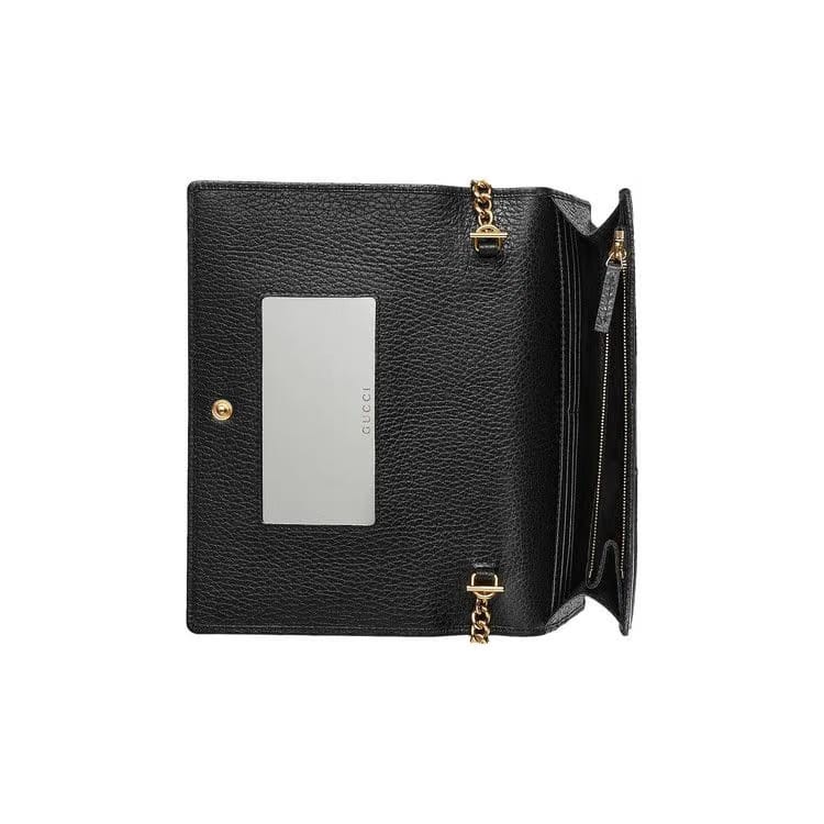 Gucci GG Marmont Leather Mini Chain Shoulder Bag Black
