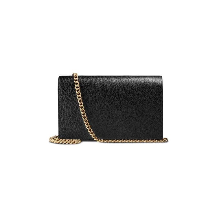 Gucci GG Marmont Leather Mini Chain Shoulder Bag Black