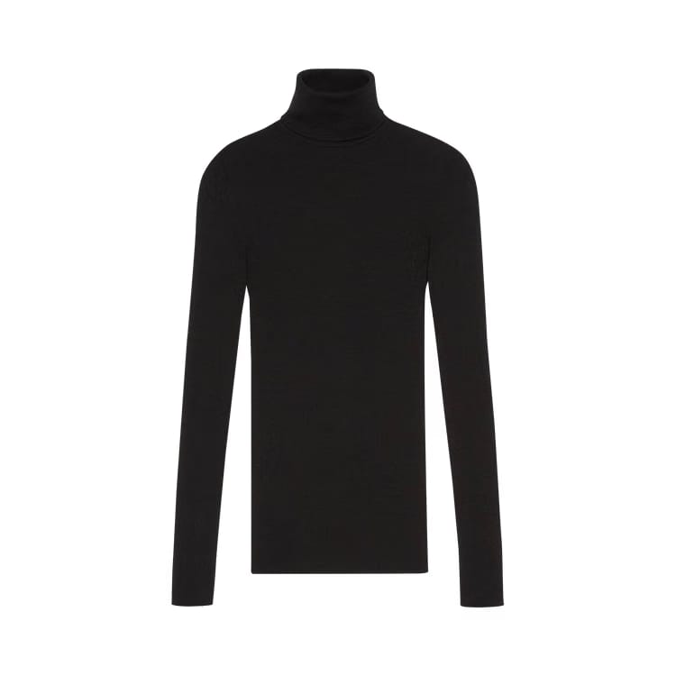 Gucci Fine Rib Knit Wool Turtleneck Black