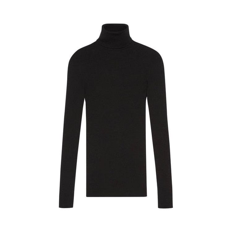 Gucci Fine Rib Knit Wool Turtleneck Black
