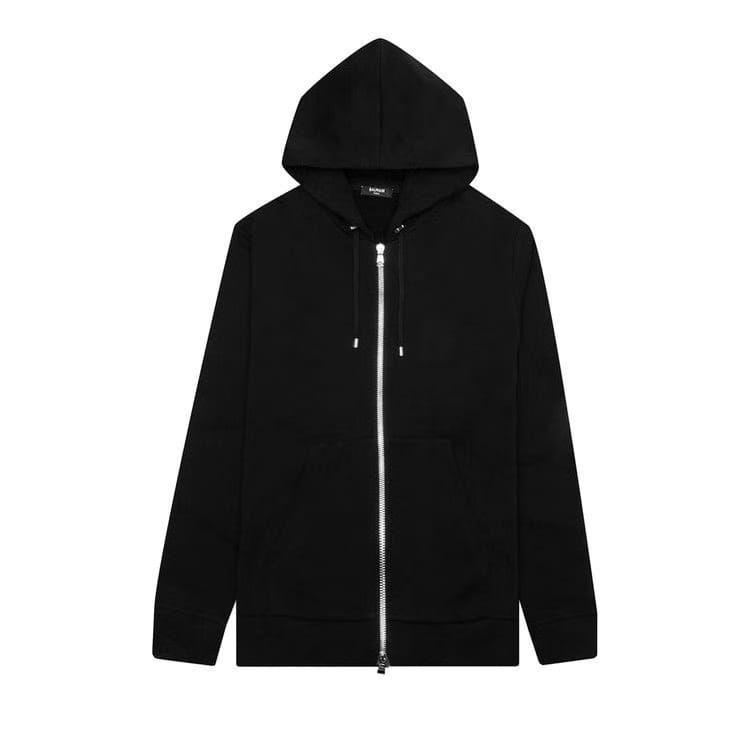 Balmain Zipped Printed Hoodie Noir/Blanc