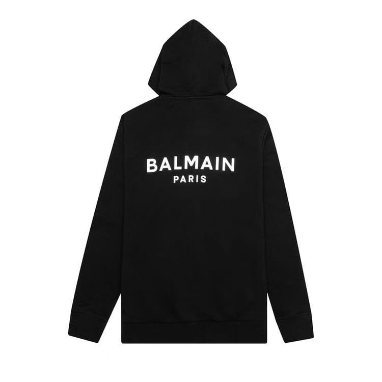Balmain Zipped Printed Hoodie Noir/Blanc