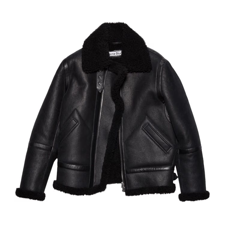 Acne Studios Shearling Aviator Jacket Black