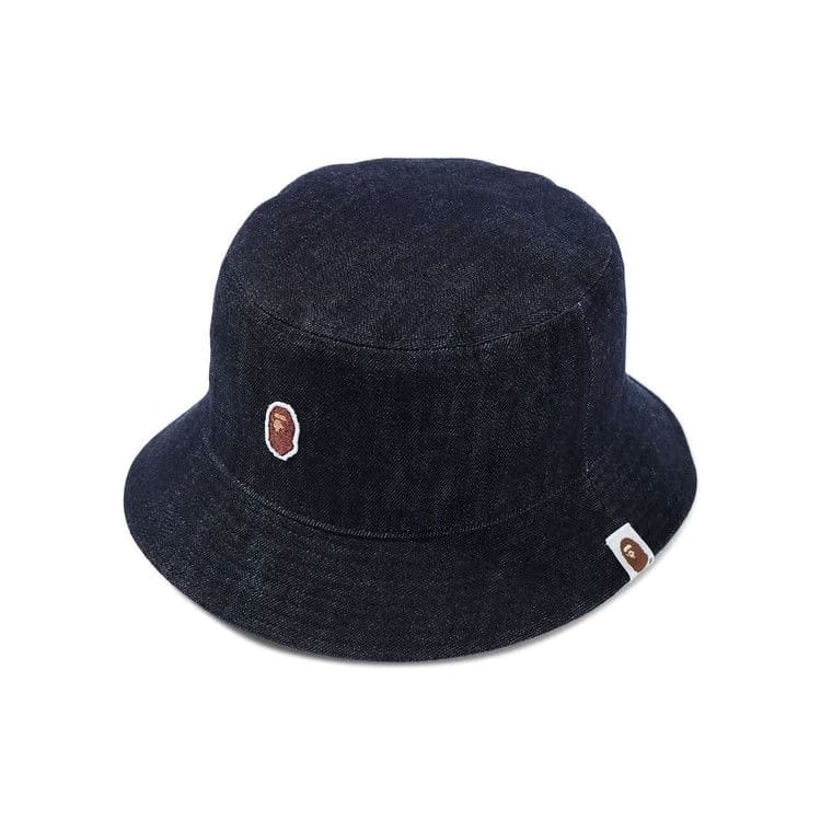 BAPE One Point Denim Bucket Hat Navy