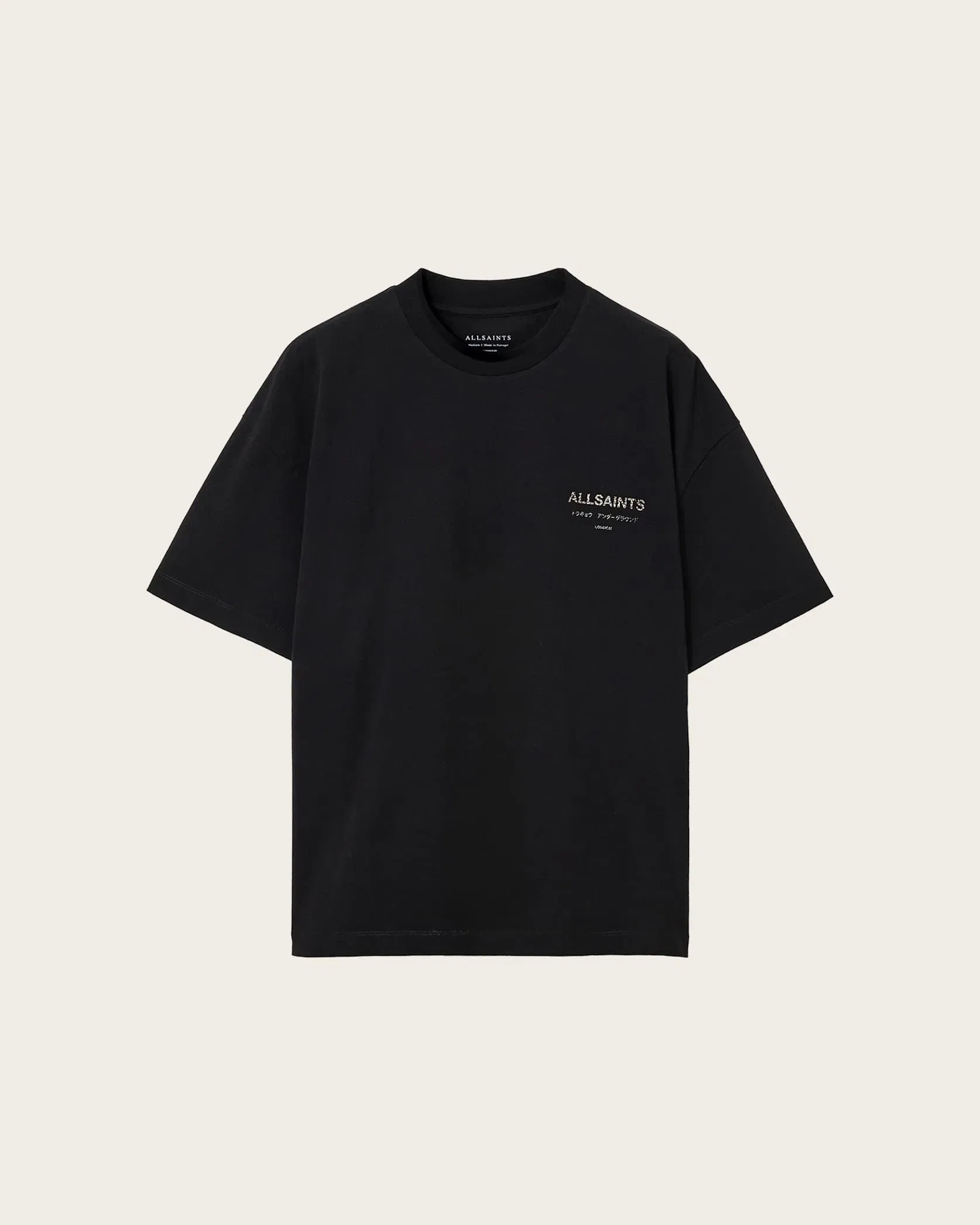 Underground Oversized Crew Neck T-Shirt Jet Black/leopard