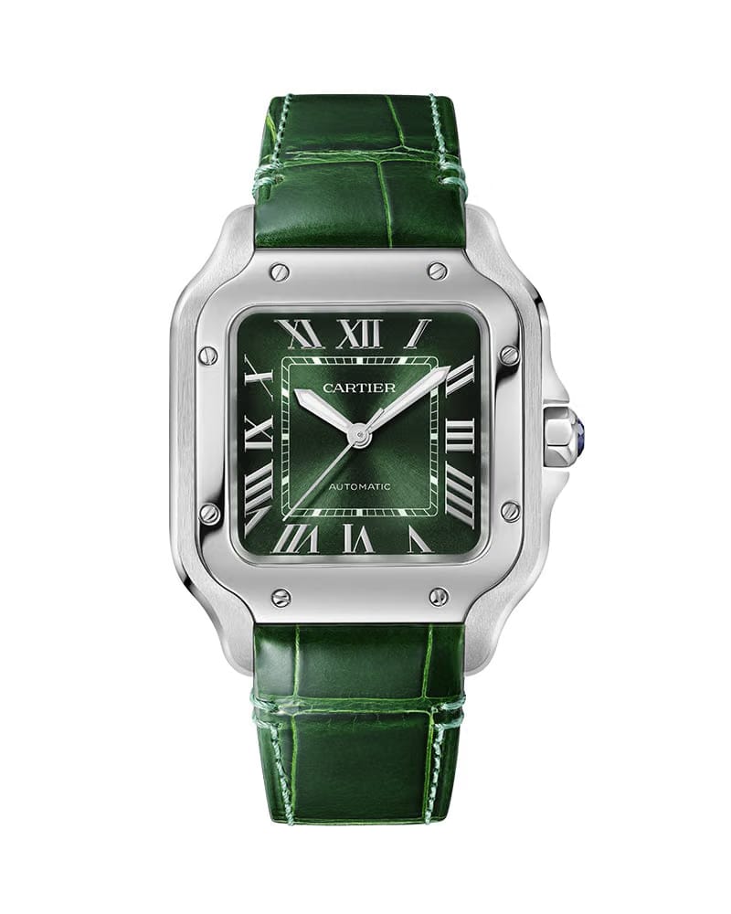 CARTIER Santos De Cartier, Medium, Automatic, Steel, Interchangeable Steel And Leather Bracelets
