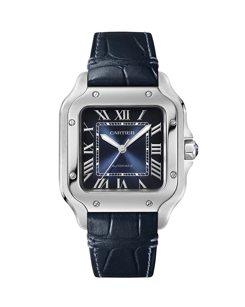 CARTIER Santos De Cartier, Medium, Automatic, Steel, Interchangeable Metal And Leathers Bracelets