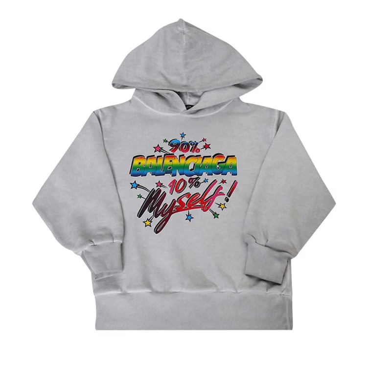 Balenciaga Kids Printed Hoodie Dirty White
