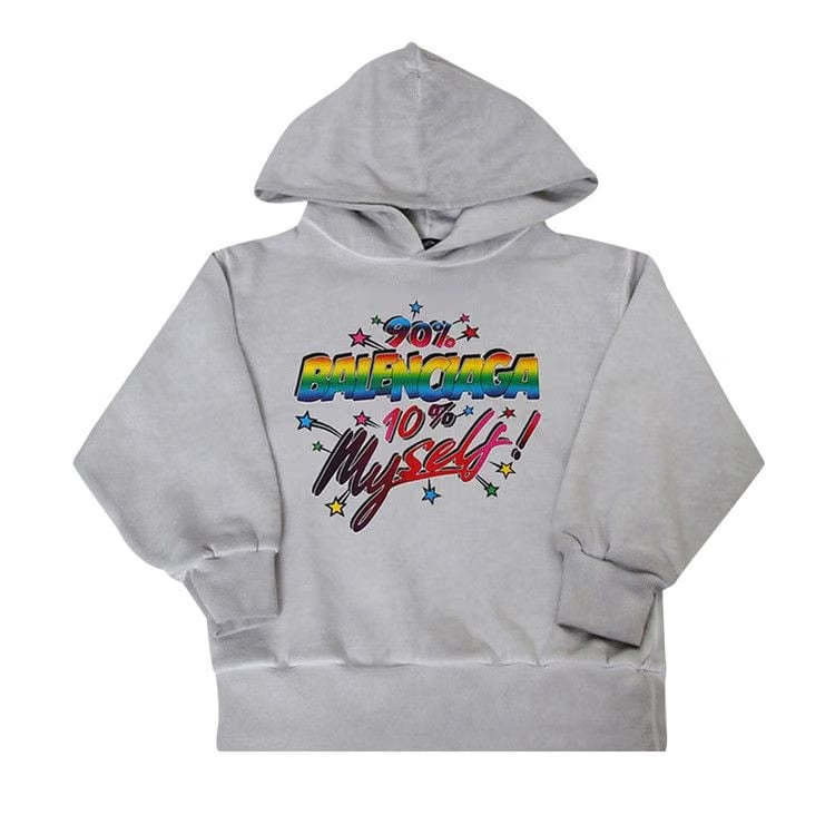 Balenciaga Kids Printed Hoodie Dirty White
