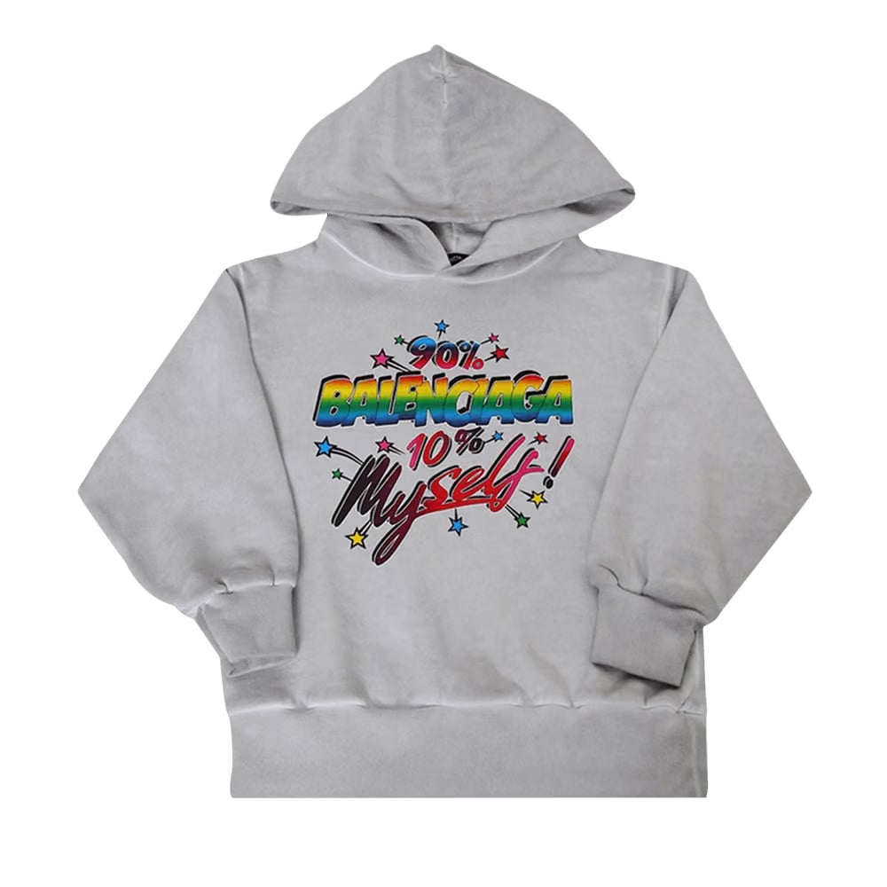Balenciaga Kids Printed Hoodie Dirty White