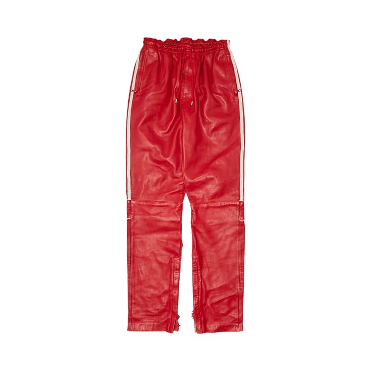 Dolce & Gabbana Leather Moto Stripe Sweatpants Red
