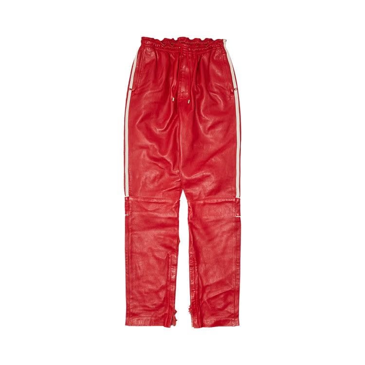 Dolce & Gabbana Leather Moto Stripe Sweatpants Red