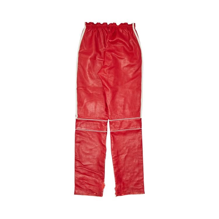 Dolce & Gabbana Leather Moto Stripe Sweatpants Red