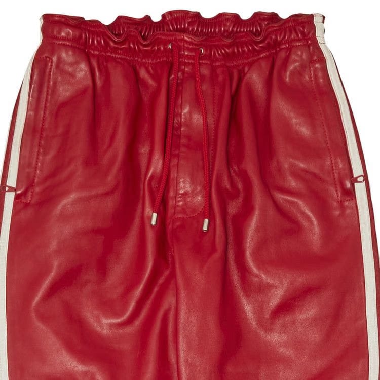 Dolce & Gabbana Leather Moto Stripe Sweatpants Red