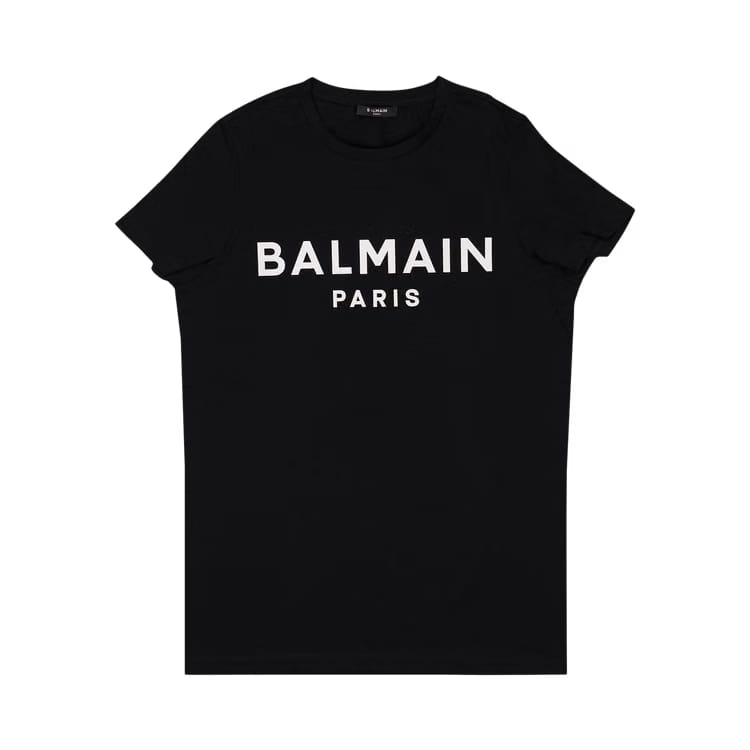 Balmain Logo Printed Crewneck T-Shirt Black/White