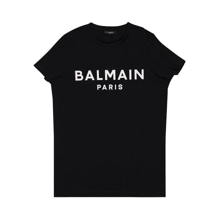 Balmain Logo Printed Crewneck T-Shirt Black/White