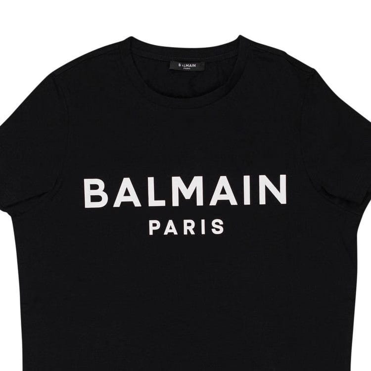 Balmain Logo Printed Crewneck T-Shirt Black/White