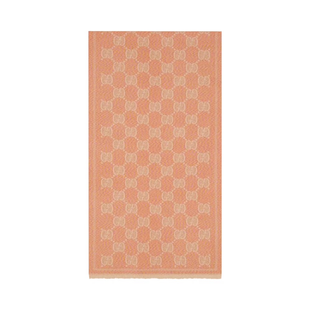 Gucci GG Jacquard Wool Scarf Pink/Beige
