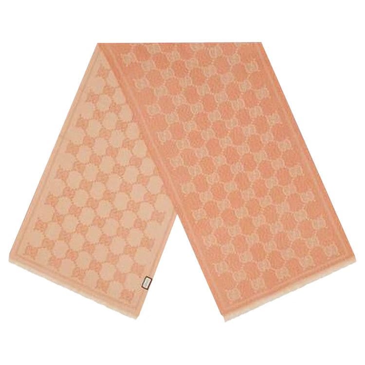Gucci GG Jacquard Wool Scarf Pink/Beige