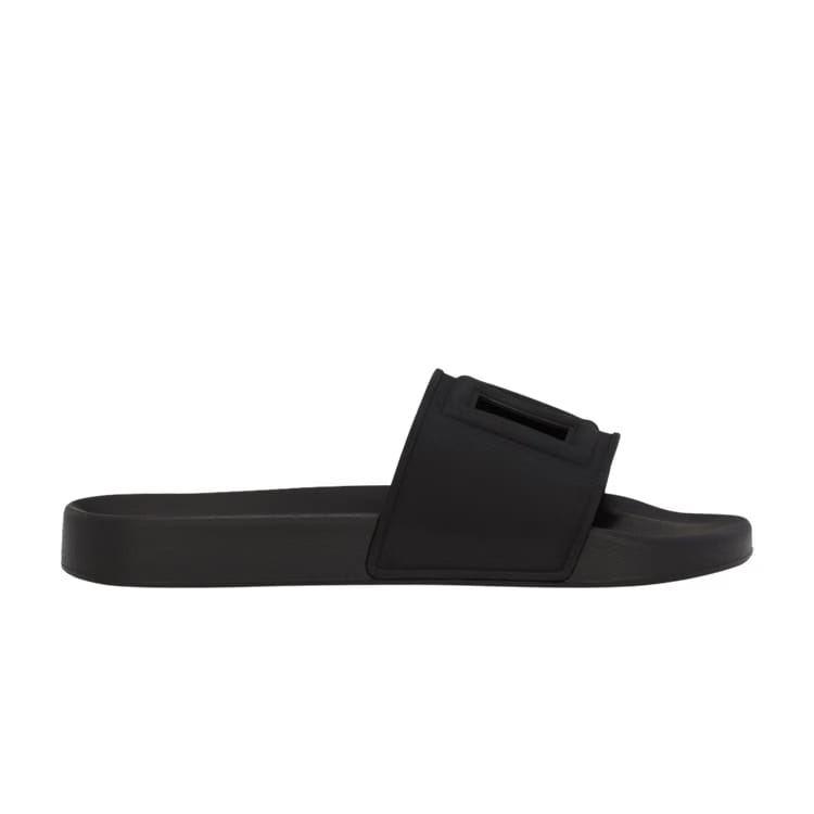 Dolce & Gabbana Beachwear Sliders DG Logo - Black