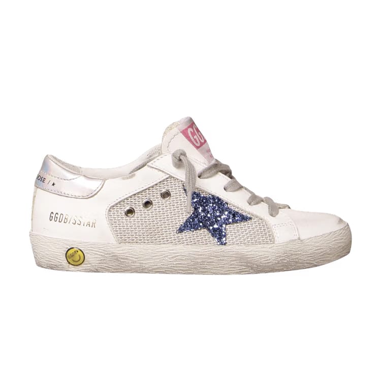 Golden Goose Superstar Kids White Captain Blue Glitter