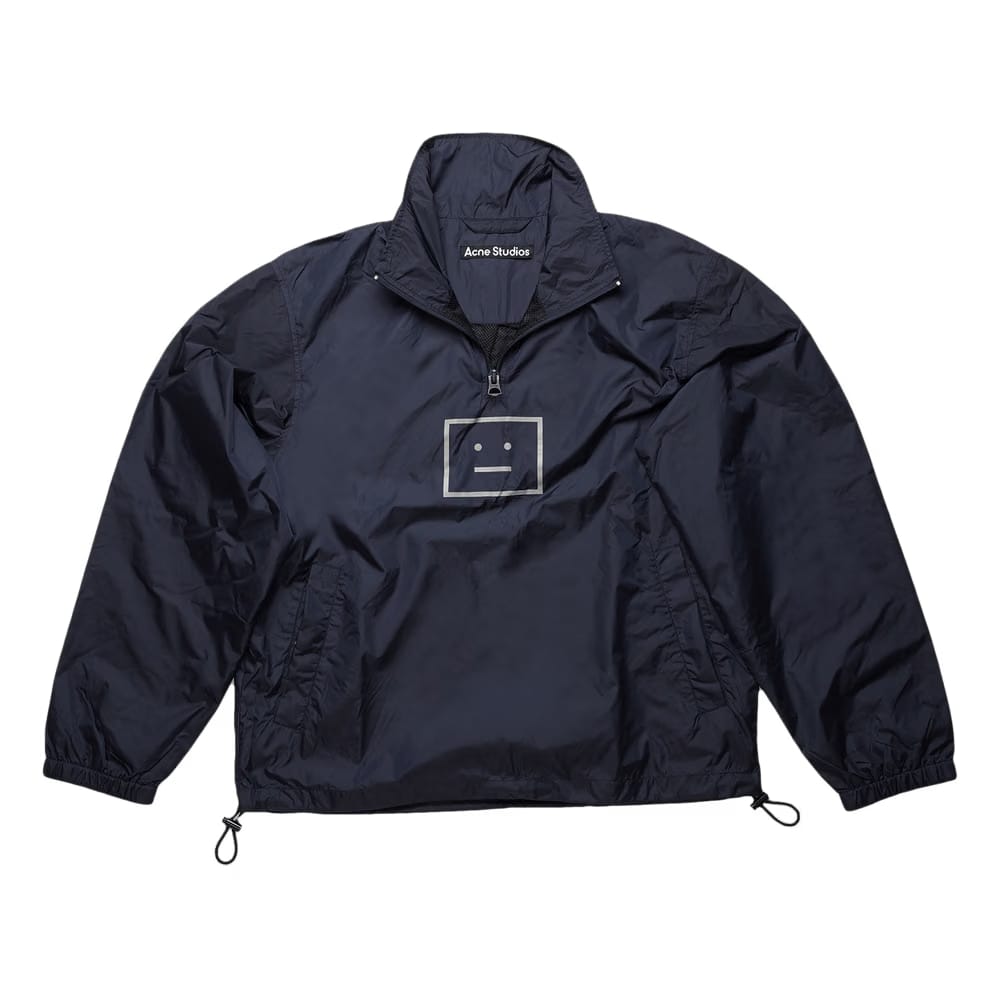 Acne Studios Face Motif Half-Zip Jacket Navy